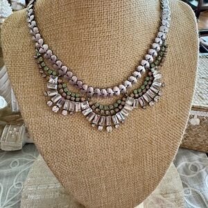 Vintage Stella & Dot COLLIER BELLE Necklace Silver Tone Rhinestone Statement 20"